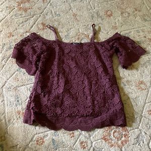 Dark purple off the shoulder shirt